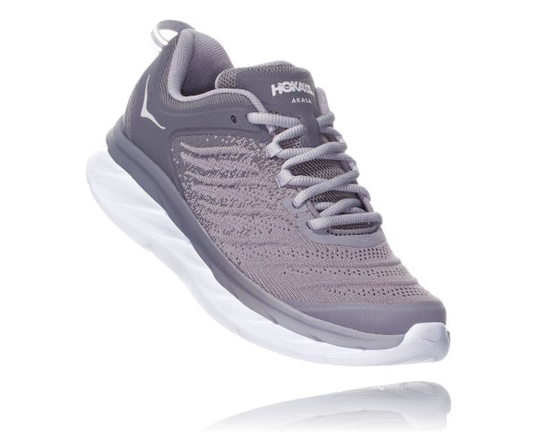 Hoka One One Akasa Womens UK - Grey Silver Road Running Shoes - FNDWI6723